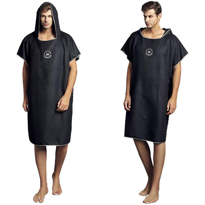 Hiturbo Microfiber Towel Poncho, Changing Aid for Beach & Surf, Poncho for Men and Women - Changing Robe, One Size Warm Hooded Cloak, Changing Aid for Surfing & Swimming