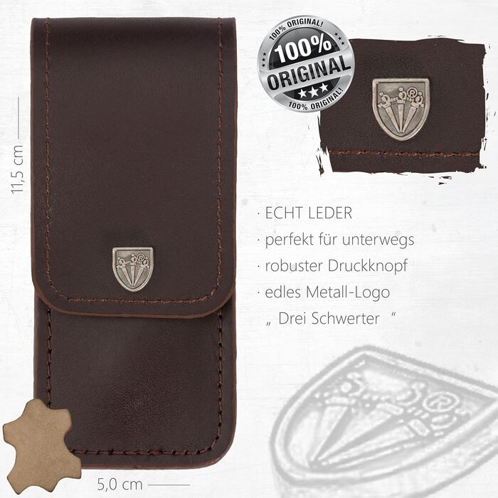 Набір для манікюру та педикюру 'Modena' від DREI SCHWERTER | 4 предмети в шкіряному футлярі, Німеччина. Вміст: ножиці для нігтів, пінцет, напільник з сапфіру, ремувер для кутикули (колір: коричневий)