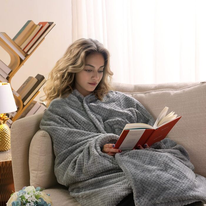 Електрична ковдра Navaris XXL з підігрівом 180x130 см, 3 режими, автовимкнення, пральна - м'яка, темно-сіра