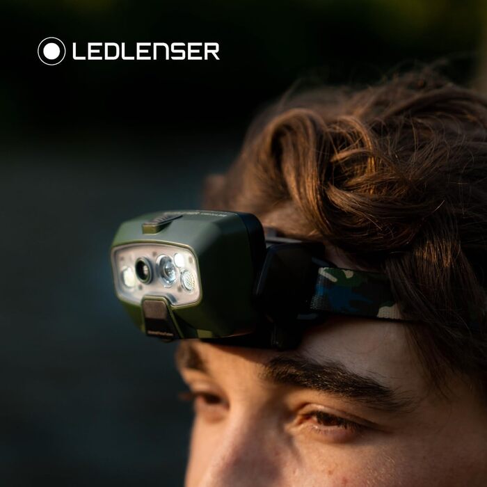 Налобний ліхтар Ledlenser HF8R Core, 1600 люмен, перезаряджуваний, LED, з червоним світлом, водонепроникний IP68, камуфляж, для туризму та активного відпочинку