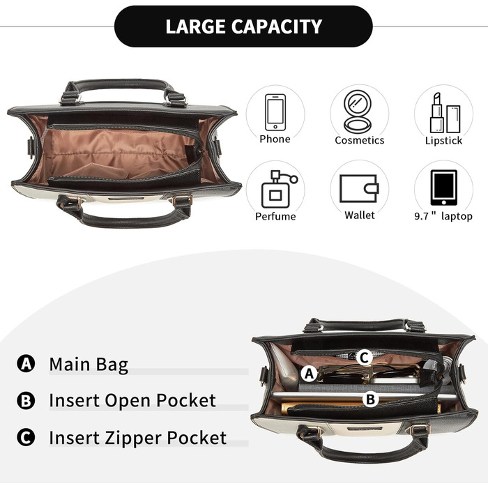 Сумка жіноча Miss Lulu середнього розміру, PU шкіра, сіра. Зі знімним ремінцем, для офісу, школи, подорожей та покупок