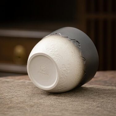 Японська чашка для чаю TEANAGOO з кераміки, 205 мл, темно-сіра, H4. Набір чашок для чаю, японський стиль, азіатський дизайн.