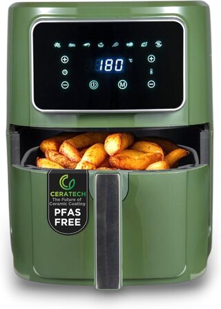 Фритюрниця без оливи Bergner MIDNIGHT з керамічним покриттям, 1800W, 6.9L, 8 програм, 80-200°C, таймер до 30 хв