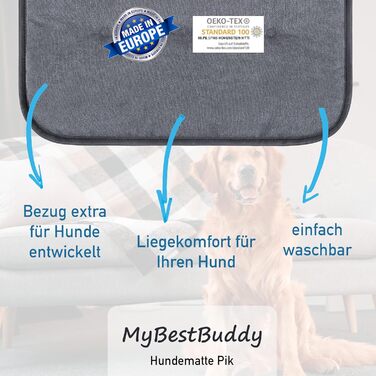 М'яке ліжко для собак MyBestBuddy Pik сірого кольору, 60x40 см, S, для алергіків (100% поліестер), нековзне, можна прати при 40°C, з пухнастим чохлом - килимок для собак, ліжко для маленьких собак, 60 x 40 см