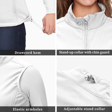 Легка жіноча софтшеллова жилетка 33,000ft: водонепроникна, вітрозахисна, для бігу, гольфу, туризму, біла