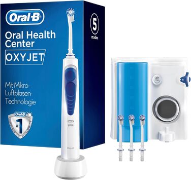 Система очищення Oral-B OxyJet з мікро-пухирцевою технологією, 4 насадки, білий, синій