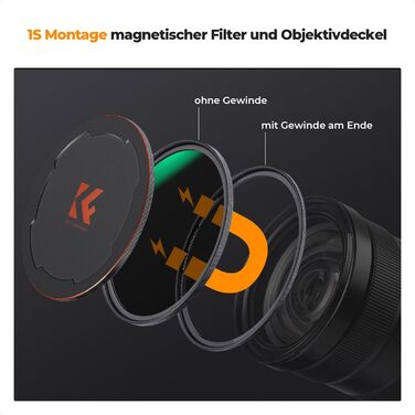 Фільтр ND K&F Concept ND1000 (10 Stop) з магнітним кріпленням, 52mm, з кришкою об'єктива