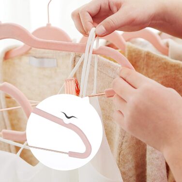 SONGMICS Clothes Hangers, 24 Pack, 42 cm, Clothes Hangers with Adjustable Clamps and Gold-Colored Hooks, Non-Slip, Space-Saving, for Skirts, Light Pink CRF14PK24, Standard, Pink (Light)
