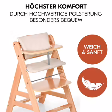 hauck 2-piece Deluxe Seat Cushion for Alpha Highchair - Seat Cushion/Seat Liner/Highchair Cushion (Beige)
