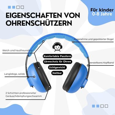 ESTRO навушники для захисту від шуму для дітей - навушники для захисту вух для малюків EM1 (Блакитний)