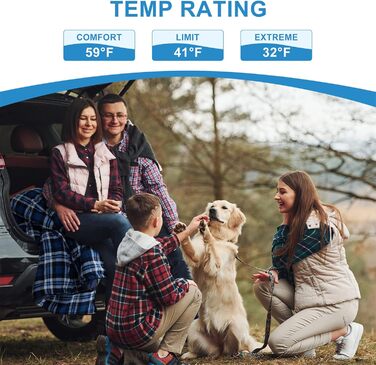 Cotton Flannel Double Sleeping Bag for Camping, Hiking, and Backpacking - Queen Size 2 Person Waterproof Sleeping Bag for Adults & Teens - Lightweight Blue/Blue