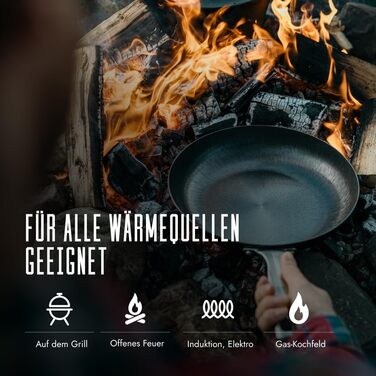 Чавунна сковорода-гриль SKOTTSBERG 28x28 см, з антипригарним покриттям (без PFAS), для індукції, газу, електроплити, духовки та гриля