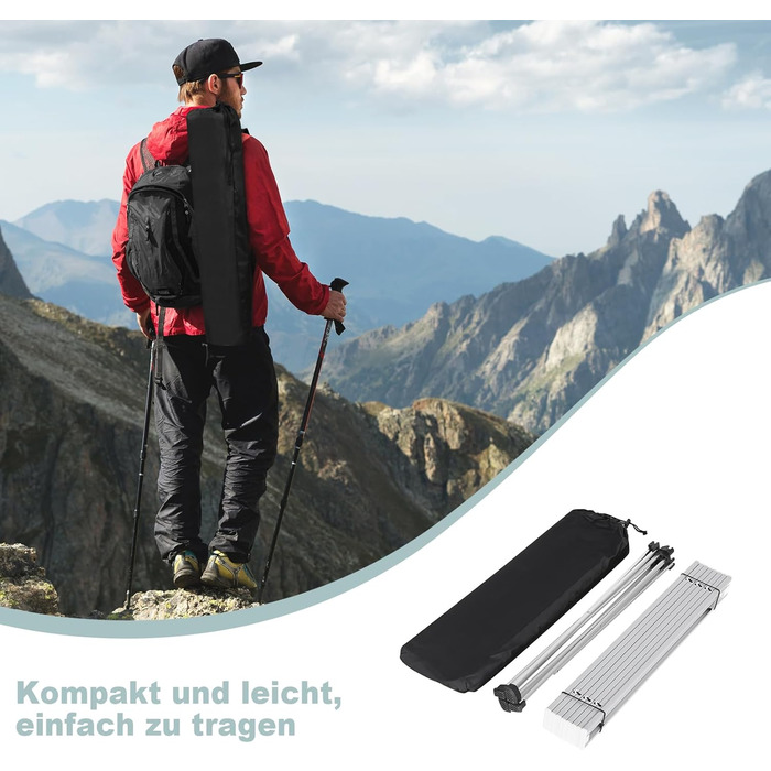 Складаний туристичний столик Woltu Alu - легкий, портативний, для кемпінгу, пікніка, риболовлі, 68x46x40 см, срібний