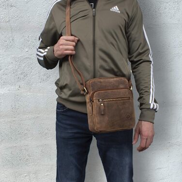 Чоловіча сумка через плече JOREY з натуральної шкіри, Camel (для бізнесу, роботи, подорожей)