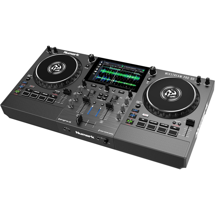 Numark Mixstream Pro Go: Портативний DJ-контролер з акумулятором, мікшер з розділенням STEM, динамік, Wi-Fi, сенсорний екран, сумісний з Serato DJ