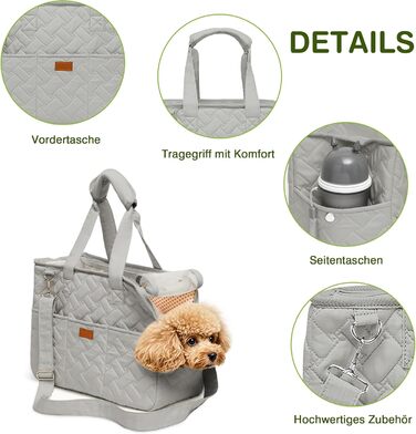 Транспортна переноска для котів та собак, переноска для тварин, сумка-переноска для собак та котів, аксесуари для подорожей, переноска для цуценят, регульований поводок (Сріблястий, L)