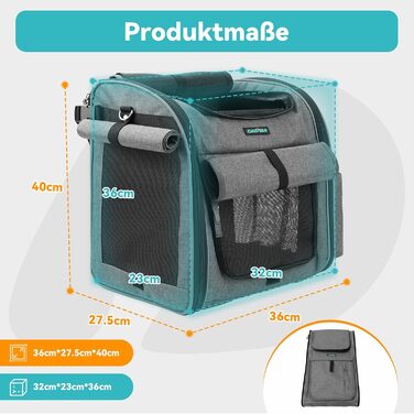 Корзина для собак на велосипед до 10 кг, складана, дихаюча, 4-в-1 (рюкзак, сумка на плече, автокрісло), з міцним L-подібним кріпленням Φ55mm, зручна подушка, світловідбиваючі смуги