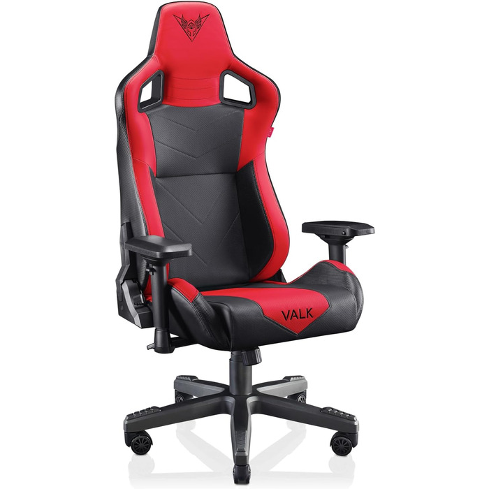 Ігровий крісло VALK Gaia з підлокітниками 4D, газовою амортизатором класу 4, регульованою спинкою 160º та штучною шкірою (Червоний)