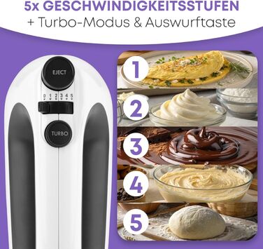 Міксер Clatronic HM 3775: потужний 400 Вт, 5 швидкостей, нержавіюча сталь, для дому