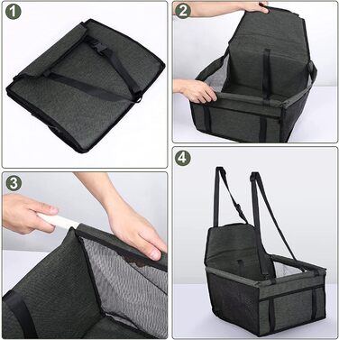 Надійний автокрісло для собак з ременями безпеки - для маленьких та середніх собак. Водонепроникне автокрісло для собак на заднє та переднє сидіння (Сірий)