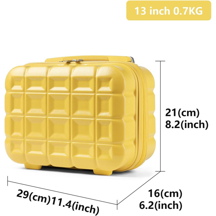 Набір валіз KONO 2 в 1: велика валіза (62 см) та косметичка (жовтий колір)