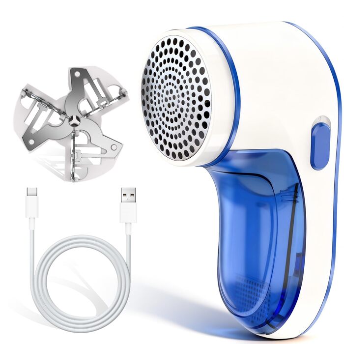 Електричний видальник пуху та ниток, портативний, з USB-кабелем та змінною голкою. Підходить для одягу, меблів, вовни. Компактний, блакитний