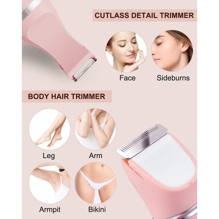 Електричний жіночий триммер для інтимної зони, рожевий. Бездротовий, водонепроникний для сухого та вологого гоління