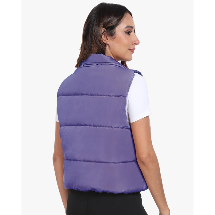 Жіноча жилетка Eorose Puffer, тепла осінньо-зимова жилетка без рукавів, фіолетовий колір, з кишенями (M)