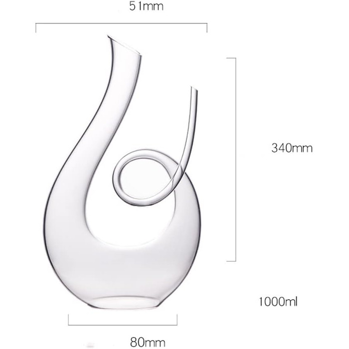 Wine Carafe - 100% Lead-Free Crystal Glass Wine Carafe Hand-Blown Red Wine Decanter Carafe (Spiral)