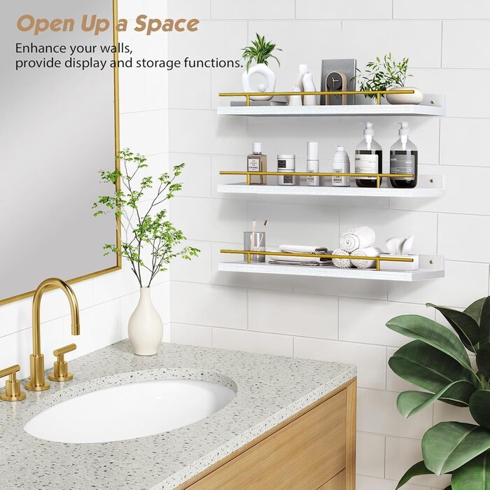 Настінна полиця Wandregal Holz, 3 шт. - полиці для кухні, вітальні, спальні, офісу, ванної кімнати. Полиця для книг та декоративних речей.