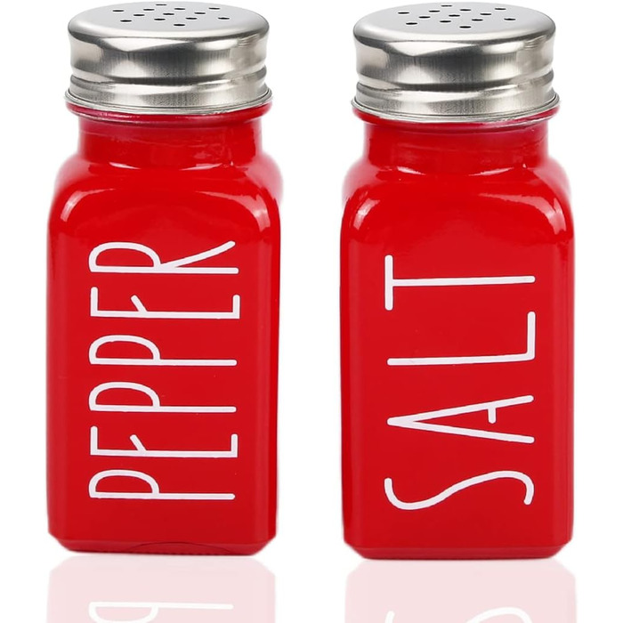 Red Salt and Pepper Shaker Set, Kitchen Decoration, Glass Salt and Pepper Shaker Set, Cute Salt Shaker, Gift for Women, Wedding Decoration, Red Salt Shaker (2 red)