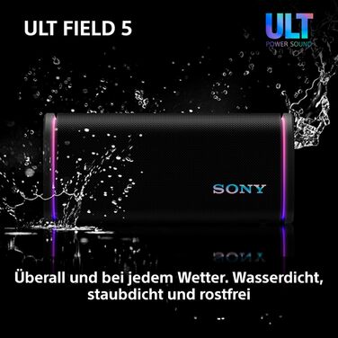Sony ULT Field 5 – Портативна Bluetooth колонка з ULT Power Sound, IP67 (водонепроникна, пилозахищена, ударостійка), 12 год роботи, білий