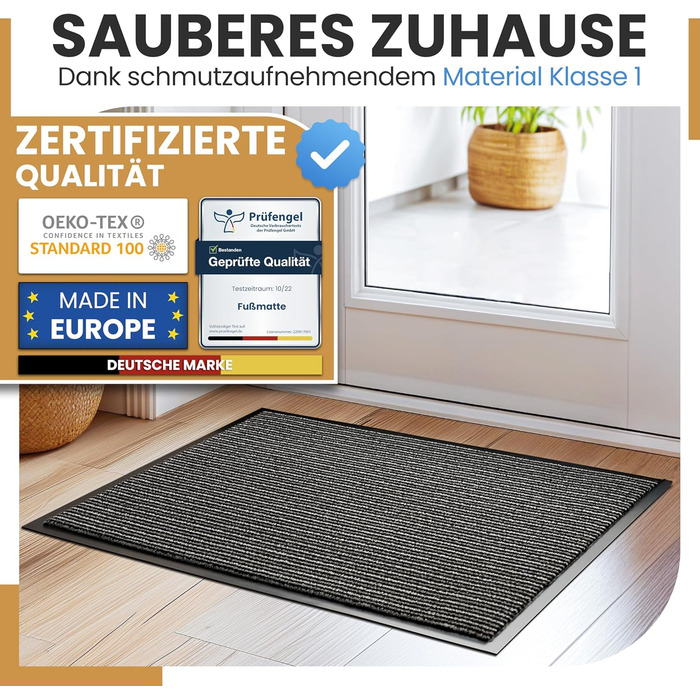 Килимок для дому 40x60 см (смугастий) - міцний, поглинаючий бруд, внутрішній килимок