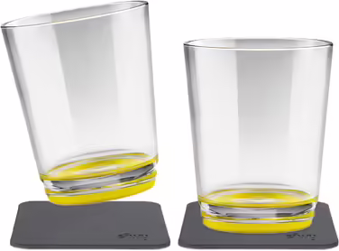 silwy® Non-Slip, Shatterproof Magnetic Drinking Cups (2-piece Set) in the color Oh Yellow, including two metal Nano-Gel pads for secure placement - perfect for camping and boating
