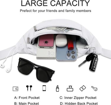 Поясна сумка MAXTOP для чоловіків та жінок. Водонепроникна, для занять спортом, бігу, кемпінгу, подорожей. Біла