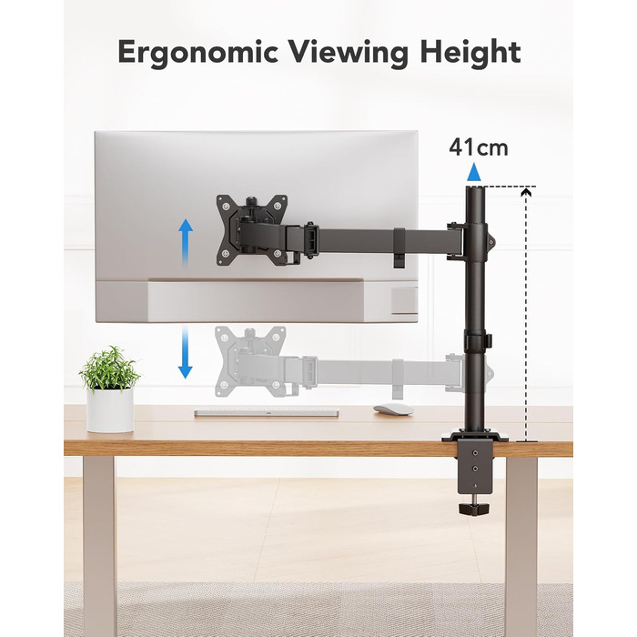 Кріплення для монітора HUANUO, 13-32 дюйми, регулювання висоти, нахил, поворот, VESA 75/100 мм, 2 варіанти монтажу