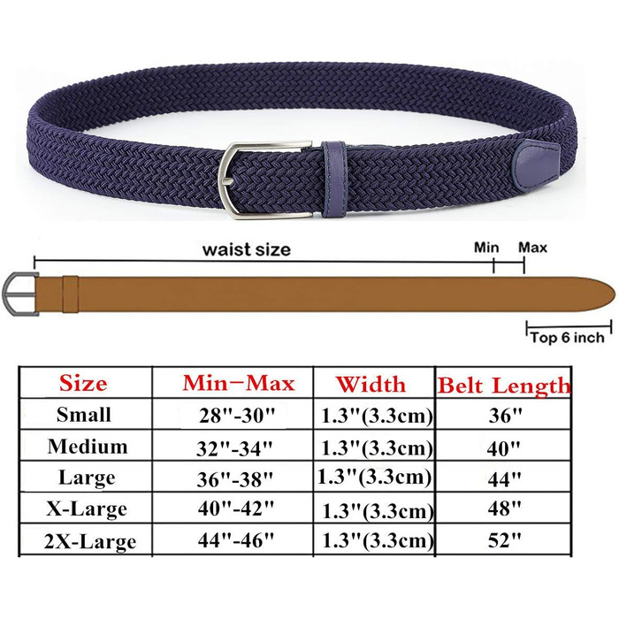 Плетений пояс з еластичного полотна для чоловіків, жінок та юніорів, багатокольоровий, блакитний, 70/75 см, розмір S