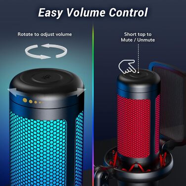 Мікрофон геймерський TONOR TC310 USB для ПК, PS4/5 з RGB підсвіткою та тримачем