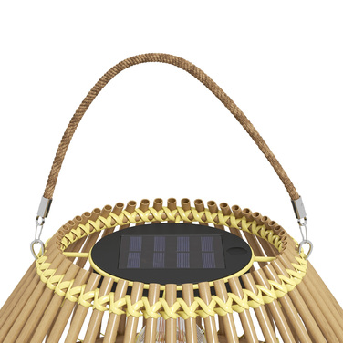 Outsunny Solar Lamp Rattan Garden Light Waterproof with Light Sensor Drum Design Yellow for Outdoor