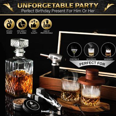 Набір для копчення коктейлів з ліхтариком - Smoke Egg Set для віскі та бурбон, включаючи коробку для копчення, тирсу та аксесуари