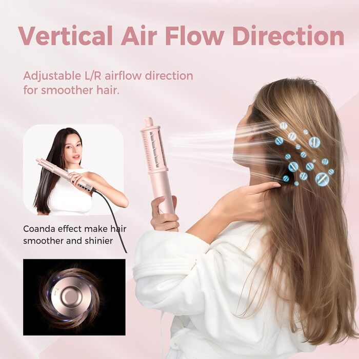 Pro Airbrush Air Styler 6 в 1: Фен-щітка, плойка, стайлер для волосся, 1000W (Червоний)