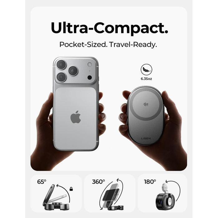 Зарядна станція LISEN 3-в-1 MagSafe 25W з адаптером 45W для iPhone 17/16/15/14/13, Apple Watch та AirPods Qi2.2