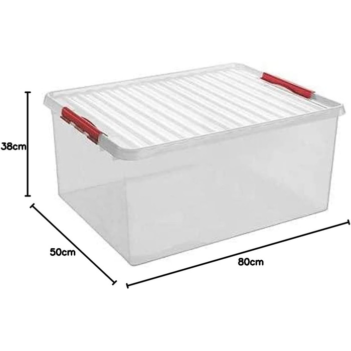Sunware Q-Line Box - 120 Liter - 80 x 50 x 38cm - transparent/red 83300605