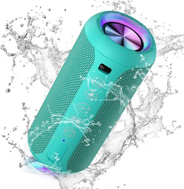 Портативна Bluetooth колонка Ortizan з RGB підсвічуванням, IPX7 водостійкість, 30 годин роботи, Bass Boost, TWS, AUX, TF картка, мікрофон (BLUE-GREEN)