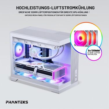 Корпус для ПК Phanteks XT V3 Mini-Tower Micro-ATX, білий, загартоване скло, 3x 120мм RGB вентилятори, підтримка радіатора 360мм та GPU 430мм