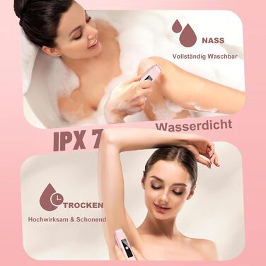 Електричний жіночий епілятор 2-в-1 Intimrasierer з LED-дисплеєм та IPX7 водонепроникністю, рожевий