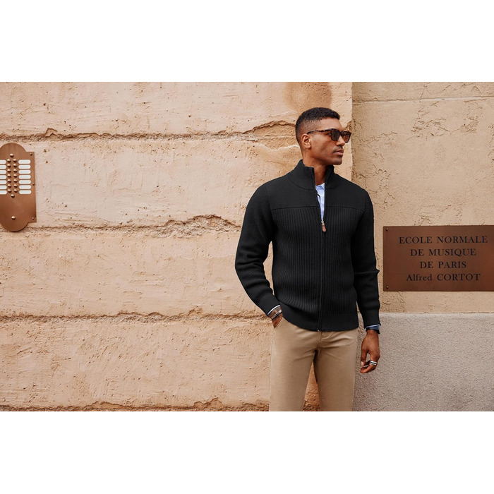 Кардиган чоловічий PJ PAUL JONES з блискавкою та стійким коміром, чорний (XXL)