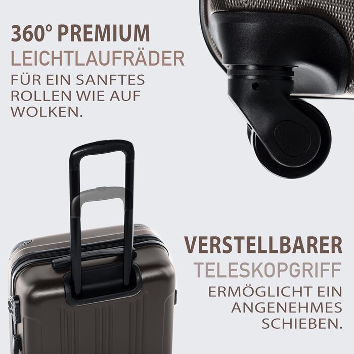 Набір валіз FERGÉ 3 шт. з твердим корпусом QUÉBEC - валіза-тележка (ручна поклажа, L, XL) з ABS пластику