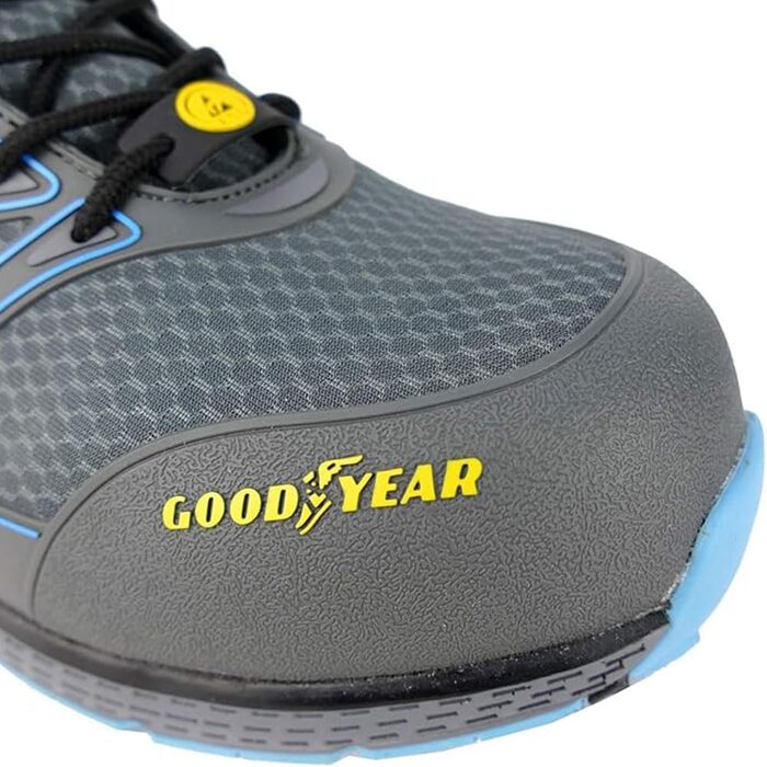 Черевики робочі Goodyear S1P/SRA/HRO для чоловіків, металозахист відсутній, підошва з верстатової гуми, розмір 43 EU, сірі та сині
