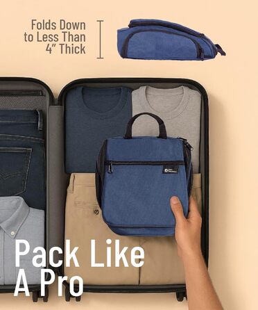 Набір для туалетних аксесуарів D&D – Розкладний органайзер для подорожей з металевим гачком (блакитний)